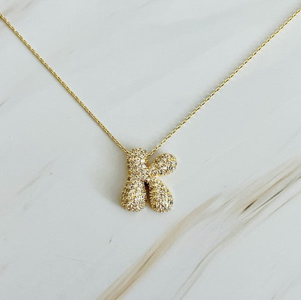 Crystal Bubble Initial Necklace