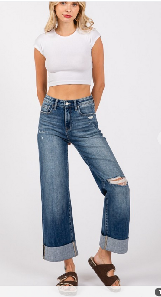 Wide Leg Jean with Big Cuff