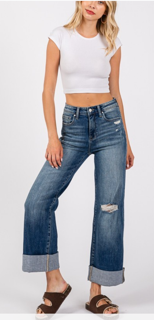 Wide Leg Jean with Big Cuff