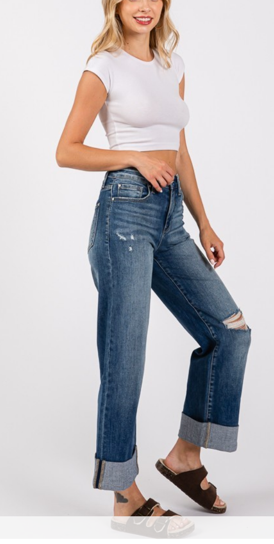 Wide Leg Jean with Big Cuff