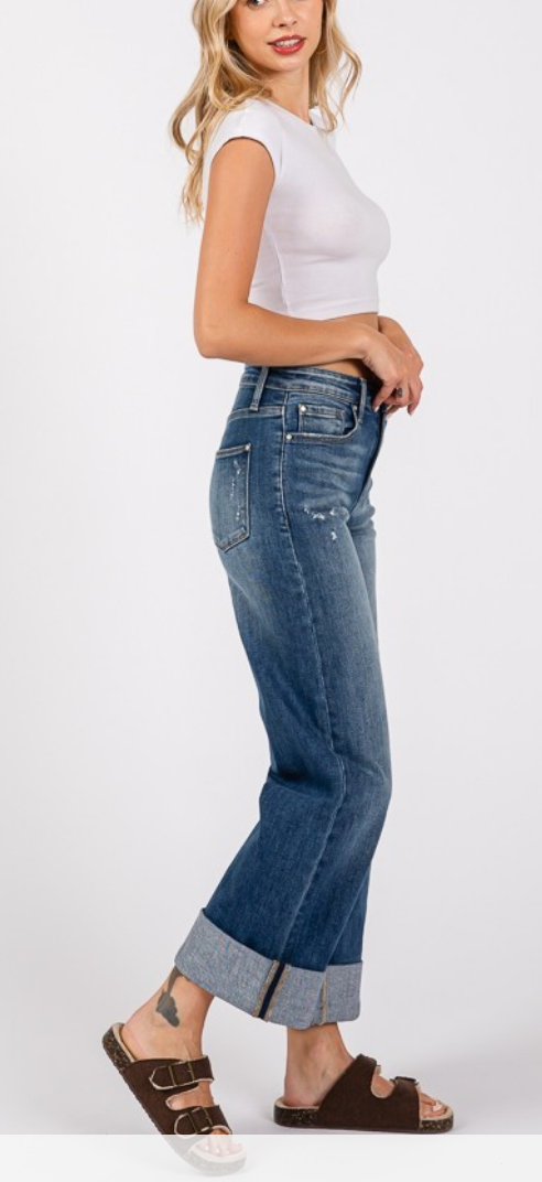 Wide Leg Jean with Big Cuff