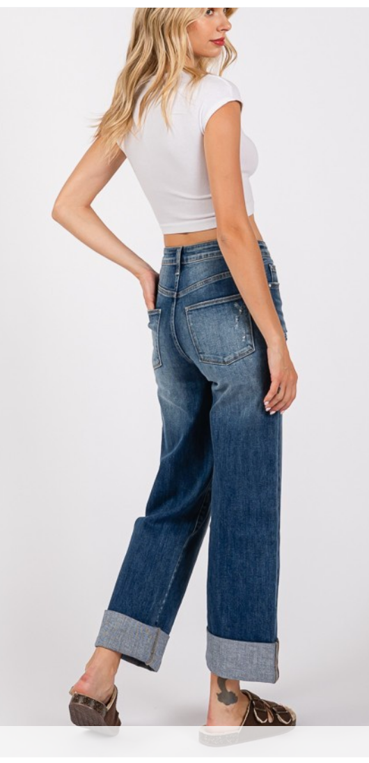 Wide Leg Jean with Big Cuff