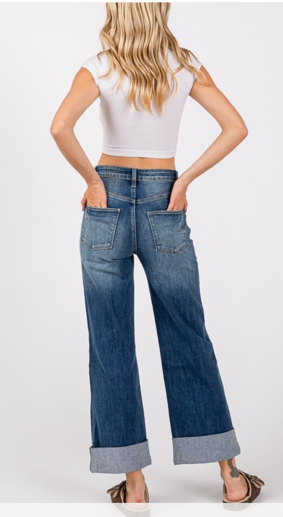 Wide Leg Jean with Big Cuff