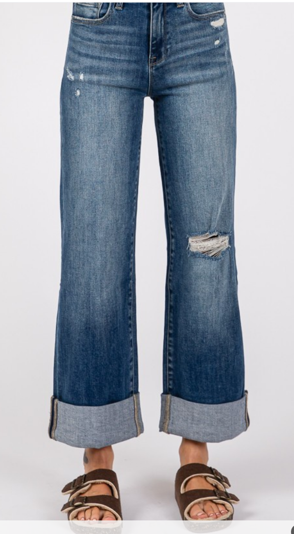 Wide Leg Jean with Big Cuff