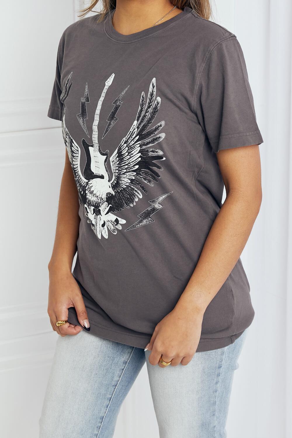 mineB Full Size Eagle Graphic Tee Shirt - La Pink