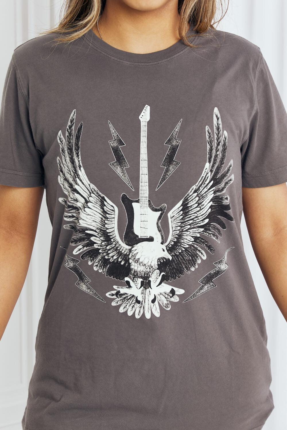 mineB Full Size Eagle Graphic Tee Shirt - La Pink