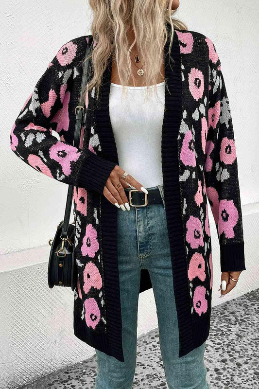 Open Front Longline Cardigan - La Pink